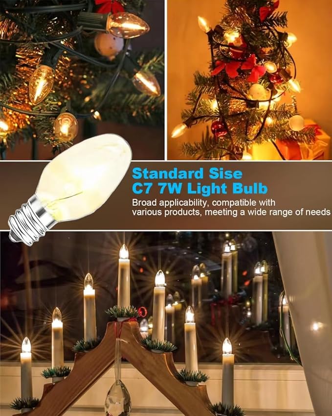 Night Light Bulb Warm White Replacement Bulbs - E12 Light Bulbs - 7Watt Incandescent Light Bulbs - 15 Packs, Warm White Glow - Dimmable (Night Light Bulbs 7 Watt)