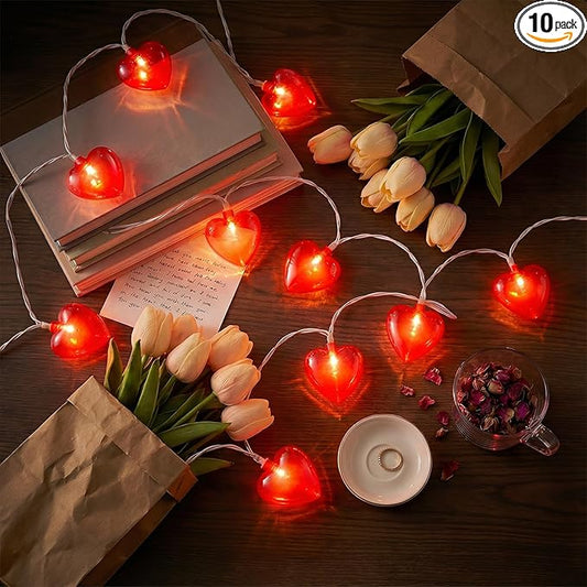 Valentine Day Lights Plug in, Red Heart Shaped String Lights 8.5FT, LED Valentine Heart Lights for Indoor Outdoor Decor, UL Listed, IP44 Waterproof