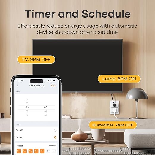Linkind Matter Smart Plug, Work with Apple Home, Siri, Alexa, Google, SmartThings, Smart Home Smart Outlet Timer 15A/1800W, APP Remote Control & Schedule, ETL & FCC Certified, 2.4G Wi-Fi Only, 4 Pack