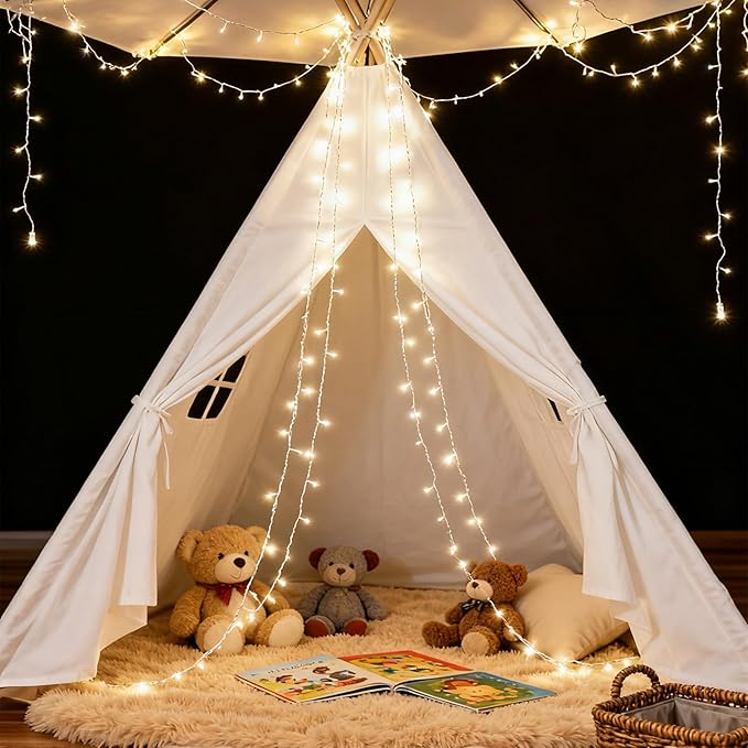 100 LED Warm White String Lights Indoor Decorations, 33ft Plug in & Connectable Clear Wire Fairy Lights Lamp for Bedroom, Wedding Party, Birthday, Christmas Tree, Yard & Patio Hanging Decor