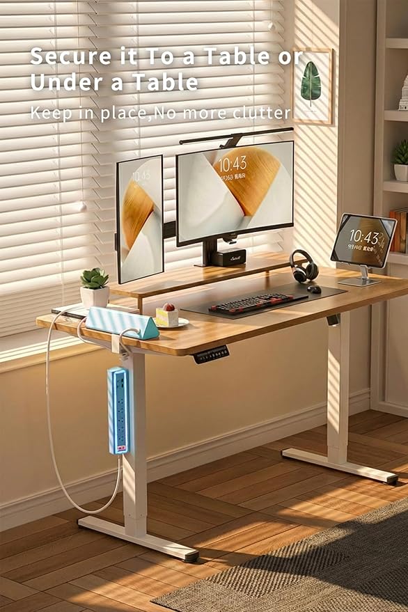 Desk Clamp Power Strip with Nightlight, 40W Fast Charging, 10FT Extension Cord, 4x20W USB-C & 2 USB Ports, 5 AC Outlets, Fits 1.69-Inch Table Edges
