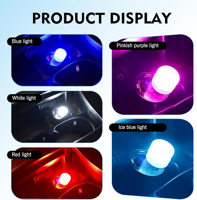 5 PCS USB Plug Lights, LED Mini Round Night Lamp, Portable Decorative Lighting, Universal for Bedroom, Hallway, Bathroom, Kitchen (Multicolored)