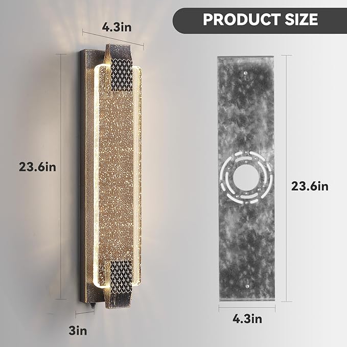 camuucci Dusk to Dawn Outdoor Light, 23.6 Inch LED Porch Lights Outdoor Waterproof Modern Outside Sconce Wall Mount for Doorway Hallway Porch Patio Yard Doorway Bronze