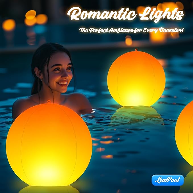 Floating Pool Lights,14" Flame Solar Pool Lights,Floating Glow Globe IP68 Waterproof, Solar Powered Swimming Pool Accessories, Large Floating Light Up Balls for Pool Pond Outdoor Decor-2PCS