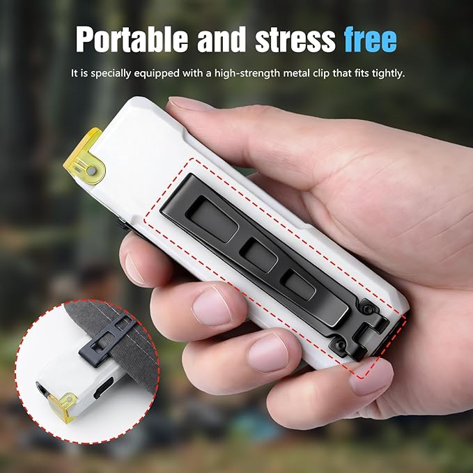 EDC Rechargeable Flat Flashlight 1000 Lumens White LED/UV/RGB Ambient Signaling Flashlights, Magnetic Clip on Pocket Light for Outdoors, Emergency, Working (White, Compact)