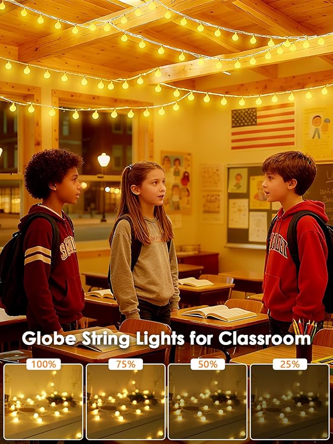 200LED Connectable Globe String Lights Indoor Outdoor for Bedroom, 66ft Warm White Fairy Light Plug in with Remote, Waterproof 8 Modes Hanging Lights for Room Party Classroom Wedding Christmas Decor