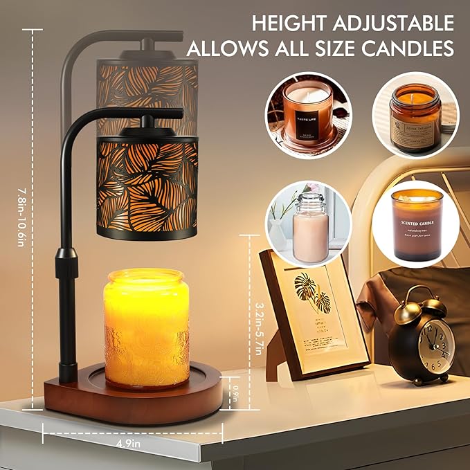 Candle Warmer Lamp with Timer & Dimmer- Electric Wax Melt Warmer with Adjustable Height for Scented Candles, Home Décor Fragrance and House Warming Birthday Gifts for Women Mom