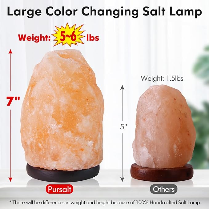 Himalayan Salt Lamp Night Light & USB Himalayan Salt Lamp 7 inches Night Light with Remote Control