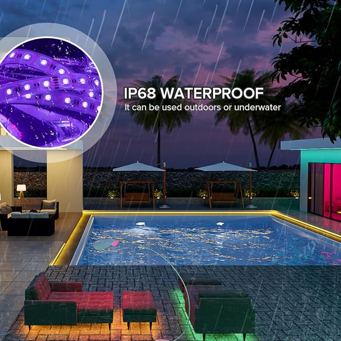 BTF-LIGHTING IP68 Waterproof Outdoor RGBW LED Strip 5050SMD RGB+Cool White(6000K-7000K) 4 Color in 1 DC12V 5m 16.4ft 60LED/m Multi-Colored Light White PCB Can Work Outdoor(No Adapter or Controller)