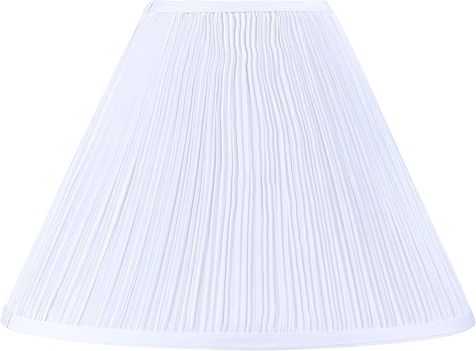 Aspen Creative 33196, Hardback Empire Transitional Spider Lamp Shade, Mushroom Pleated White Faux Silk Fabric, 6" Top x 16" Bottom x 12" Slant Height