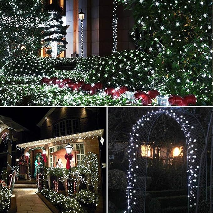 ER CHEN Battery Operated String Lights, 33ft/10m 100 LED Dimmable Fairy Lights with Remote/Timer, Waterproof Green Copper Wire Christmas Lights for Bedroom, Patio, Wedding, Party (Cool White)