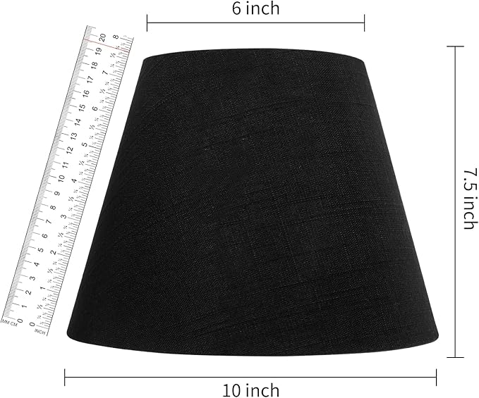 ALUCSET Small Lamp Shade, Barrel Fabric Lampshade for Table Lamp and Floor Light, 6x10x7.5 inch, Natural Linen Hand Crafted, Spider (Black/Gold)