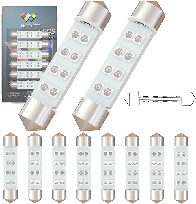 360 deg DC 24V 44mm 578 Festoon LED Bulb 211-2 212-2 214-2 LED Bulbs Green for Truck Interior Door Cargo Lights (Pack 10)