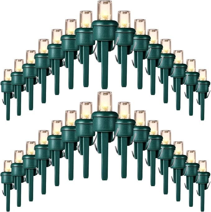 Honoson 180 Count 5 mm LED Halloween Replacement Bulbs Bulk Wide Angle Christmas Light Xmas Tree String Replacement Festival Light Decoration (Green Base with Warm White Bulb)