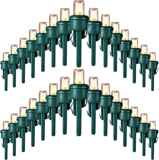 Honoson 180 Count 5 mm LED Halloween Replacement Bulbs Bulk Wide Angle Christmas Light Xmas Tree String Replacement Festival Light Decoration (Green Base with Warm White Bulb)
