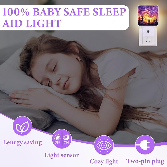 Misty Forest Night Light,Night Lights Plug into Wall,Led Lamp for Stairway/Hallway/Bedroom 0.5W Nightlight Sleep Friendly