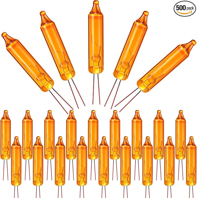 Mudder 500 Pcs Christmas Tree Replacement Light Bulbs 2.5v Christmas Light Bulbs Incandescent Xmas Decorative Replacement String Lights Outdoor Indoor(Orange)