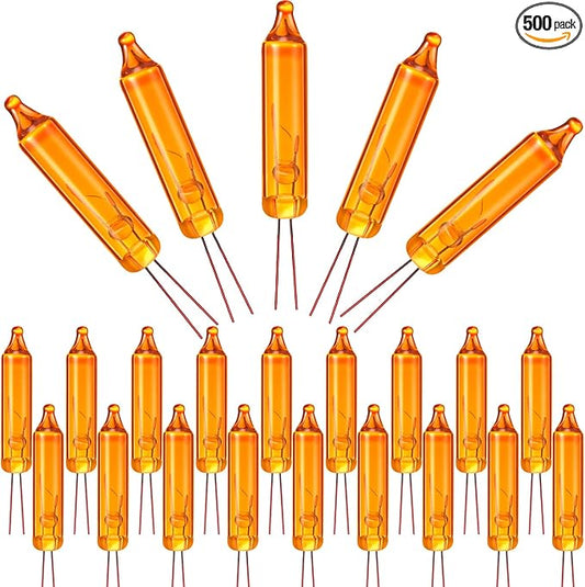 Mudder 500 Pcs Christmas Tree Replacement Light Bulbs 2.5v Christmas Light Bulbs Incandescent Xmas Decorative Replacement String Lights Outdoor Indoor(Orange)