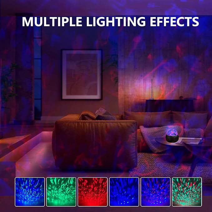 MAXROCK Projector Night Lights for Bedroom Decor, Ocean Waves Light Projector, Romantic Muticolor Night Lighting Lamp, Creative Gifts