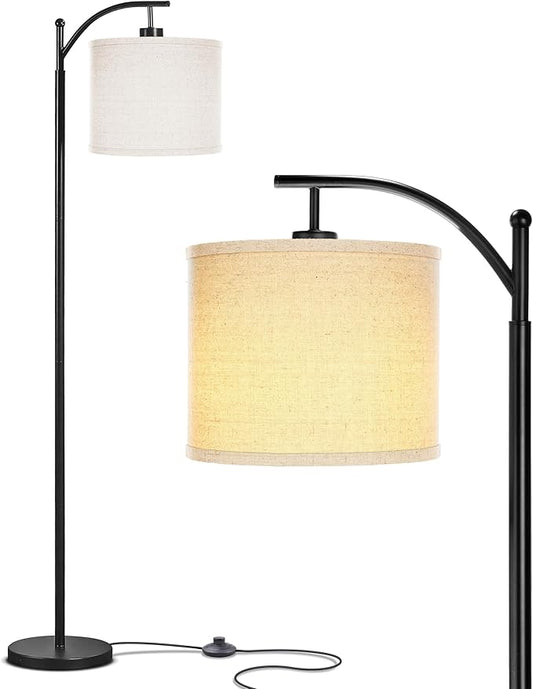 Brightech Montage LED Floor Lamp – Modern Floor Light for Living Rooms & Office, with Arc Hanging Shade – Standing Lamp for Bedroom Reading, Mid-Century Pole Lamp for Farmhouse Style - Black