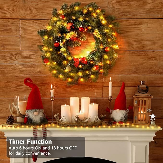 Battery Operated String Lights, 33ft 100 LED Fairy String Lights Battery Powered w/Remote & Timer for Indoor Outdoor Christmas Trees Wreath Decoration Bedroom Patio - Warm White