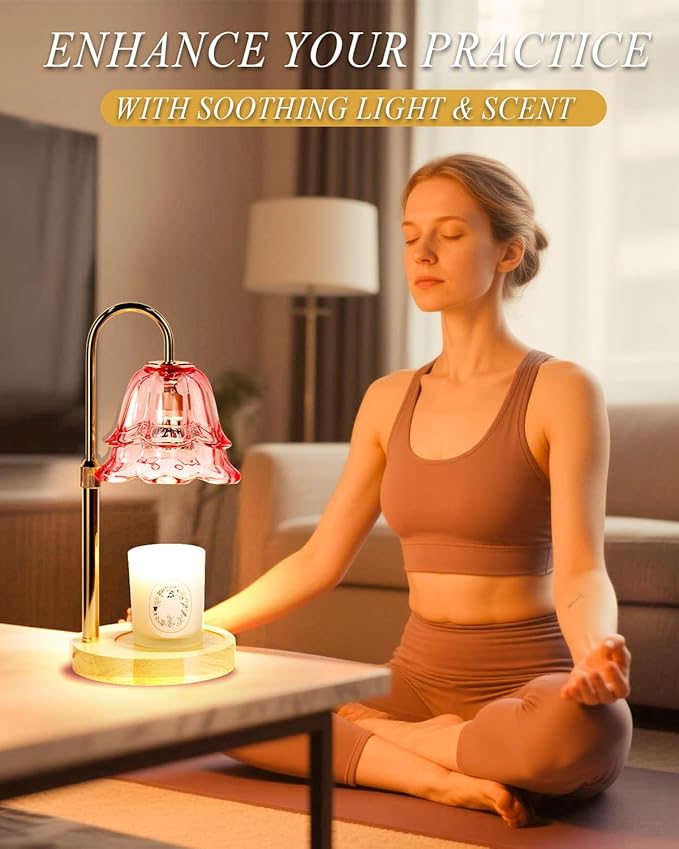 Pink Candle Warmer Lamp with Timer Dimmable, Birthday Gifts for Women Mom, Flower Candle Lamp with 2 Bulbs for Jar Candles, Lamp Candle Warmer, House Warming Gift for Bedroom