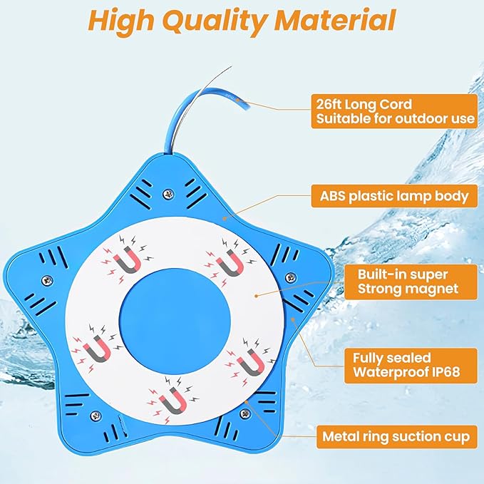 LED Pool Lights with APP Control, 20W Dimmable Underwater Submersible Light with Magnets, IP68 Waterproof Color Changing 12V Pool Lights with Timer for Above Ground Pool
