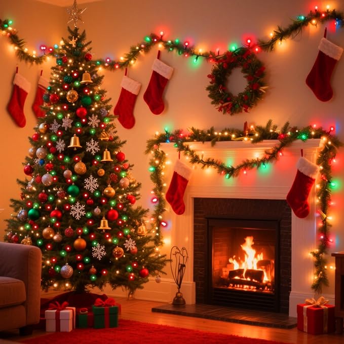 165 FT 500LED Red Green Warm String Lights Indoor Outdoor, Connectable Christmas Tree Lights Waterproof 16 Modes with Timer, Fairy Twinkle Light Plug in for Bedroom Wedding Party Xmas Decorations