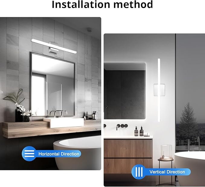Combuh LED Vanity Lights Bar 24 Inch Bathroom Light Fixtures 14W IP44 Over Mirror Lighting Indoor Wall Sconces Modern Cool White 6000K for Washroom Set of 2