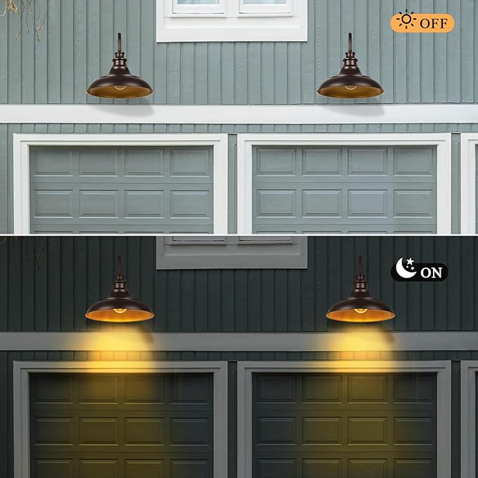 Exterior Farmhouse Gooseneck Barn Light, 3PCS Dusk to Dawn Outdoor Lighting, 16 Inch Vintage Outside Garage Lights Fixtures for Patio Frontdoor Entryway Doorway
