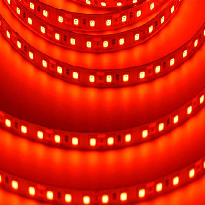 AC110-130V LED Strip Lights，Dimmable 10000LM 16.4ft/5m SMD 2835 600 LEDs Waterproof IP68 LED Lights Strip Ribbon, More Brightness Than Low Voltage LED Strip Lights (Red)