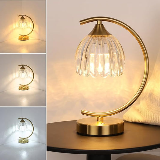 Tulip Table Lamp, 5200mAh Cordless Touch Control Table Lamp with 3 Color Temps & Stepless Dimming, Rechargeable Battery Table Lamp for Living Room, Bedroom, Office, Shelf (Transparent Tulip)