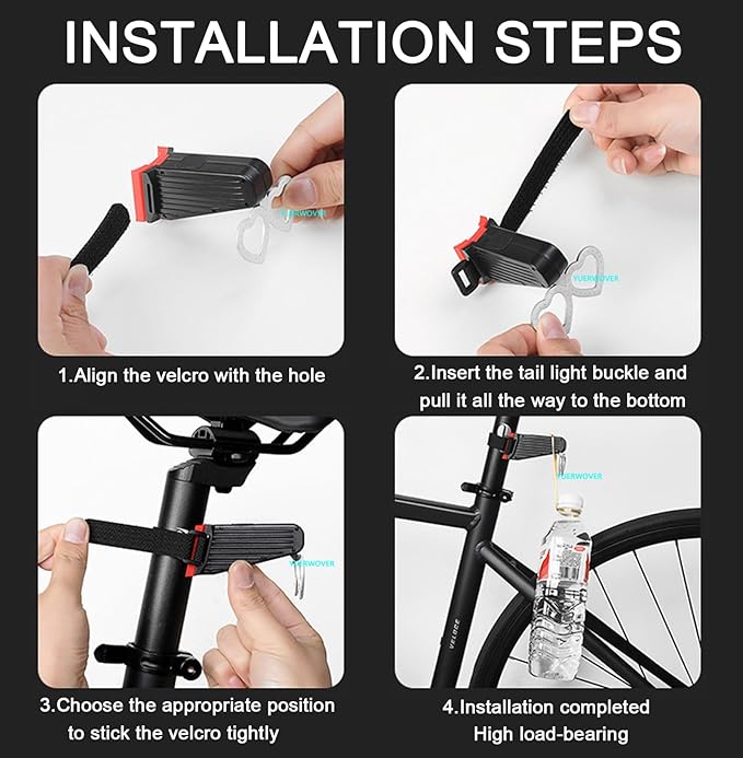 Rechargeable Bike Tail Light LED Bicycle Rear Light Cycling Night Essential Bright Seat Back Safety Lamp 5 Modes Warning Waterproof Flash MTB Light for Men Women Kids
