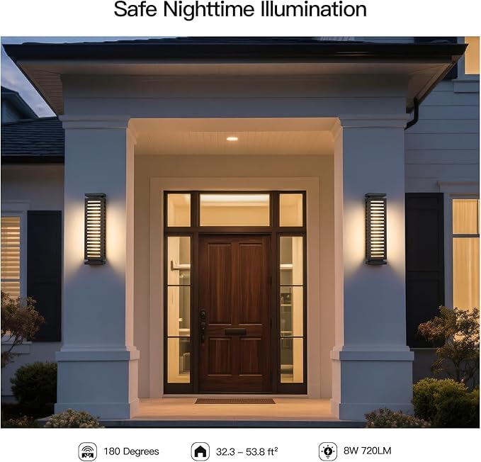 Outdoor Wall Light, 20" Modern Wall Sconce Waterproof, Black Front Porch Lamp Hard Wired 3000K LED Exterior Lighting Fixture Wall Mount Lantern for House Outside Garage Patio Doorway Garden Decor