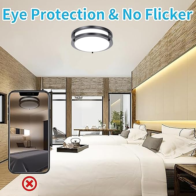 Drosbey 72W LED Flush Mount Ceiling Light Fixture, 16 inch Light Fixtures Ceiling for Kitchen, Bathroom, Bedroom, Garage, Super Bright 7500 Lumens, Daylight White 5000K