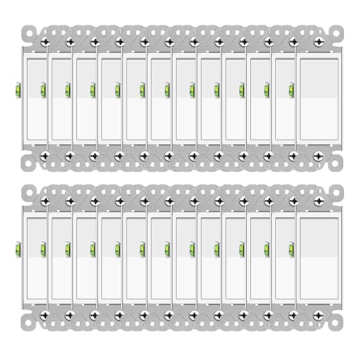 GreenCycle Three Way Switch White,24 Pack 3 Way Rocker Light Switch 15A 120/277V, On/Off Rocker Paddle Interrupter, Residential/Commercial Grade,Home & Office,UL/CUL, White