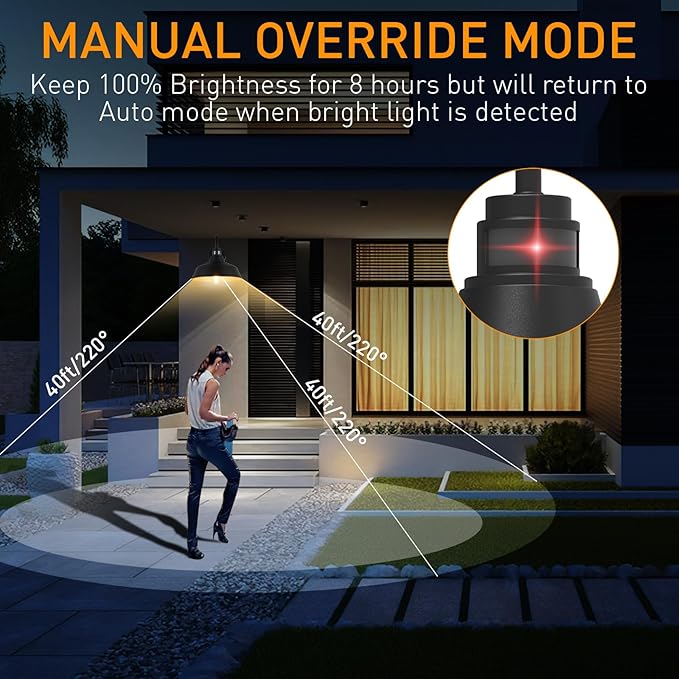 12.4'' Motion Sensor Outdoor Barn Lights, Dusk to Dawn Outdoor Lighting Wall Mount, Farmhouse Outdoor Wall Sconce Dome Gooseneck Barn Light for Porch Garage Patio, Waterproof Rustproof, 1-Pack