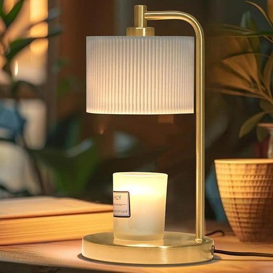 Candle Warmer Lamp with Timer, Dimmable Candle Wax Warmer Electric Candle Lamp for Scented Candles with Bulbs, Christmas Gifts House Warming Gifts Home Decor (Gold)