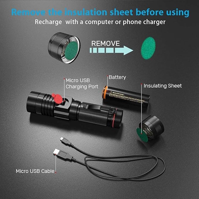 iToncs LED Rechargeable, Super Bright Magnetic Flashlight with COB Work Light, Waterproof, 4 Modes, Pocket Tactical Flashlights for Outdoor Camping Emergency 4 PCS