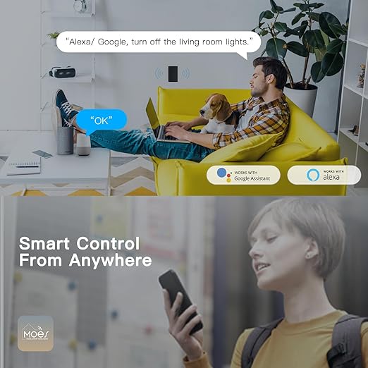 MOES 2nd Generation WiFi Smart Light Switch, Wall Switch 2.4GHz, Neutral Wire Required, Smart Life APP Remote Control, Compatible with Alexa, No Hub Required, Black 3 Gang
