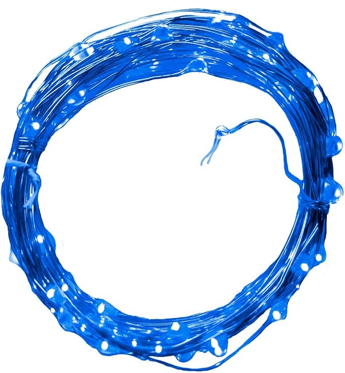Hometown Evolution, Inc. Blue Fairy Lights - Battery Operated - 6 Foot 20 Blue LED Micro Lights on Copper Wire - Waterproof for Indoor and Outdoor Use