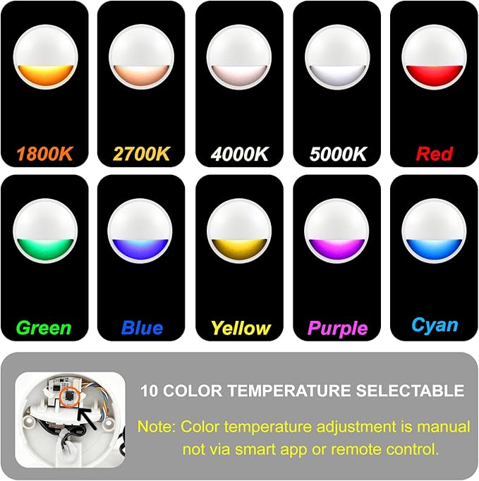 RGB Deck Lights Outdoor, 3W 12V Color Changing Low Voltage Post Lights for Outdoor Waterproof Deck Post Fence Railing Step, Wired LED Landscape Deck Lighting Accessories for Christmas, 12PK