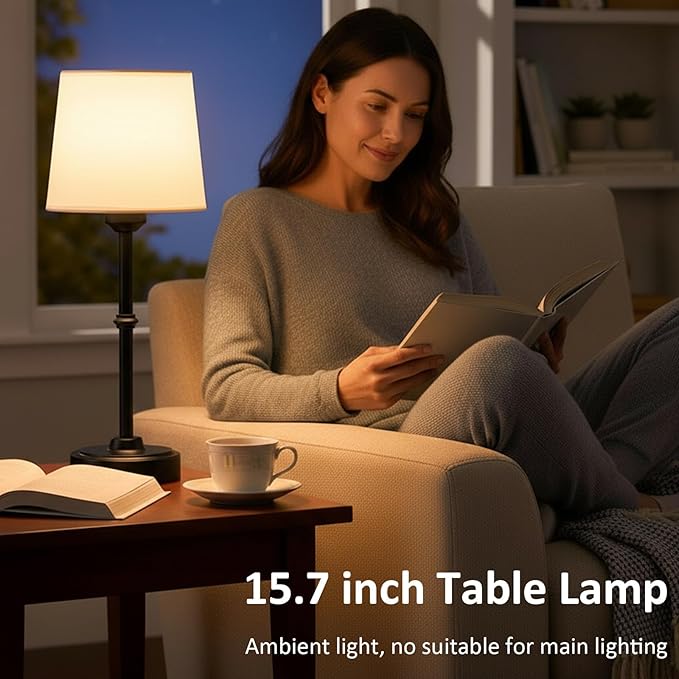Cordless Table Lamp Rechargeable, Portable Battery Operated Light for Bedroom Living Room, 6000mAh Fabric Shade Desk Lamp 3000K Eye-Caring Home Decor for Dining Balcony Patio Counter Nightstand Hotel