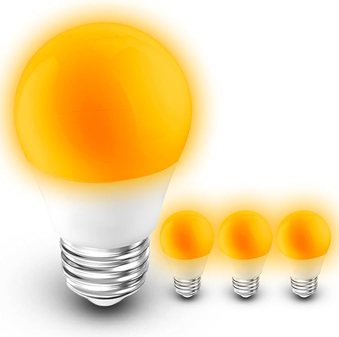 Amber Sleep Light Bulbs 1800k, Blue Light Blocking, Dim Light Bulb 25-40w Equivalent, 3W E26 Warm Amber Night Light for Healthy Sleep, Bedroom, Kids Room, Non-Dimmable, 4 Pack