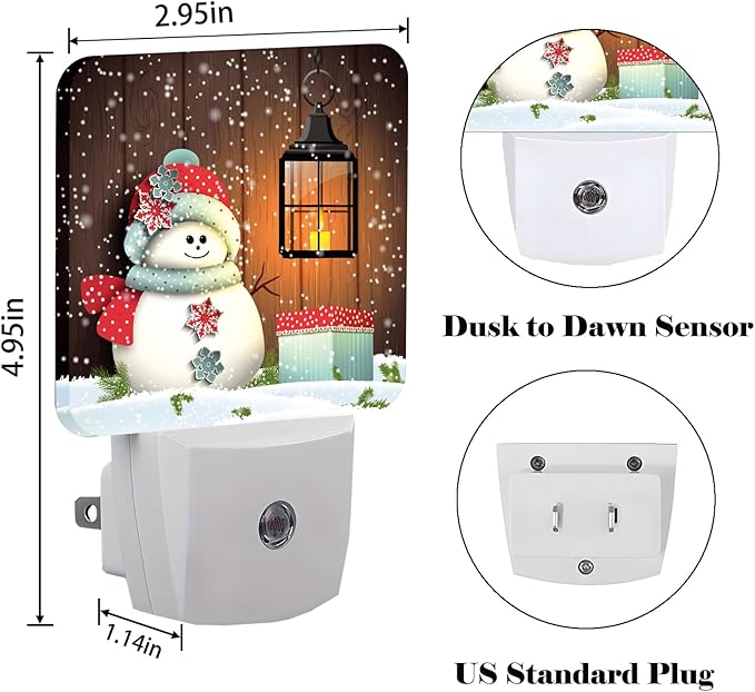 Cute Snowman Night Light,Plug-in Night Lights with Dusk to Dawn Sensor for Stairway,Hallway,Bedroom Sleep Friendly Ideal for Women/Girls/Boys Gift,0.5w