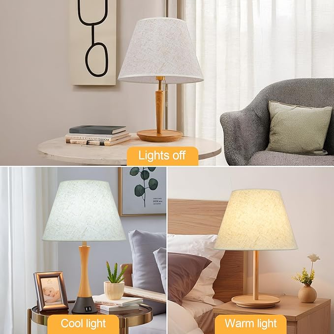 Beige Lamp Shades Set of 2 for Table Lamps, 6" Top x 10" Bottom x 7" High Linen Small Lamp Shades,Beige Modern Fabric Lampshades, Replaceable Spider Fitter Home Decor Shade