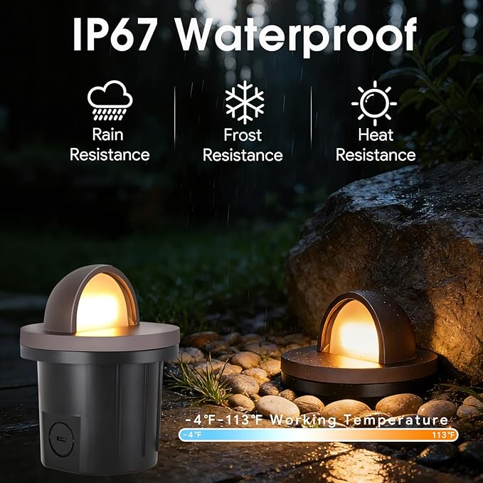 Energetic Low Voltage Well Lights-5W LED In-Ground Lights, 5CCT Landscape Lighting, IP67, RA90, 6 Pack