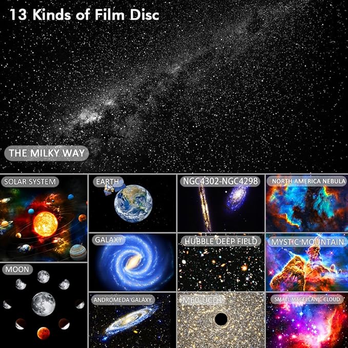 Galaxy Projector for Bedroom,13 in 1 Planetarium Star Projector with Solar System & Constellation,Ceiling Night Light with Timer,LED Space Galaxy Lamp Bedroom Room Decor for Adults Kids