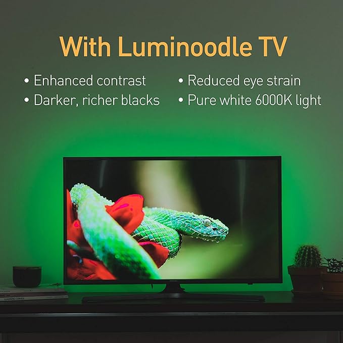 Power Practical LED Strip Lights Backlight, USB Light Strips w/Remote for 15 Ambient Color Bias Lighting Options & 10 Brightness Modes, for TV/Computer Decor/Indoor Use, Size(<24" TV)