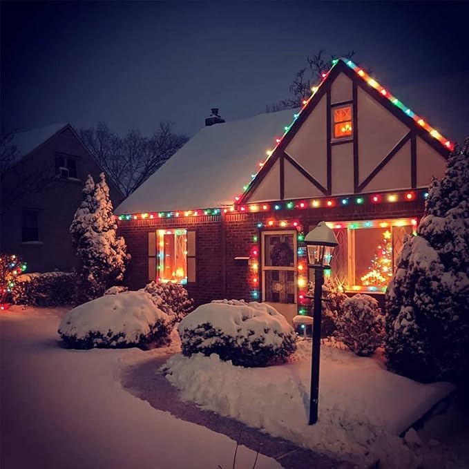 25 Pack C9 LED Multicolor Christmas Light Bulb, C9 Shatterproof LED Multicolor Bulb for Christmas Outdoor String Lights, E17 Intermediate Base Night Light Bulb, 0.6W Commercial Grade Dimmable Bulbs